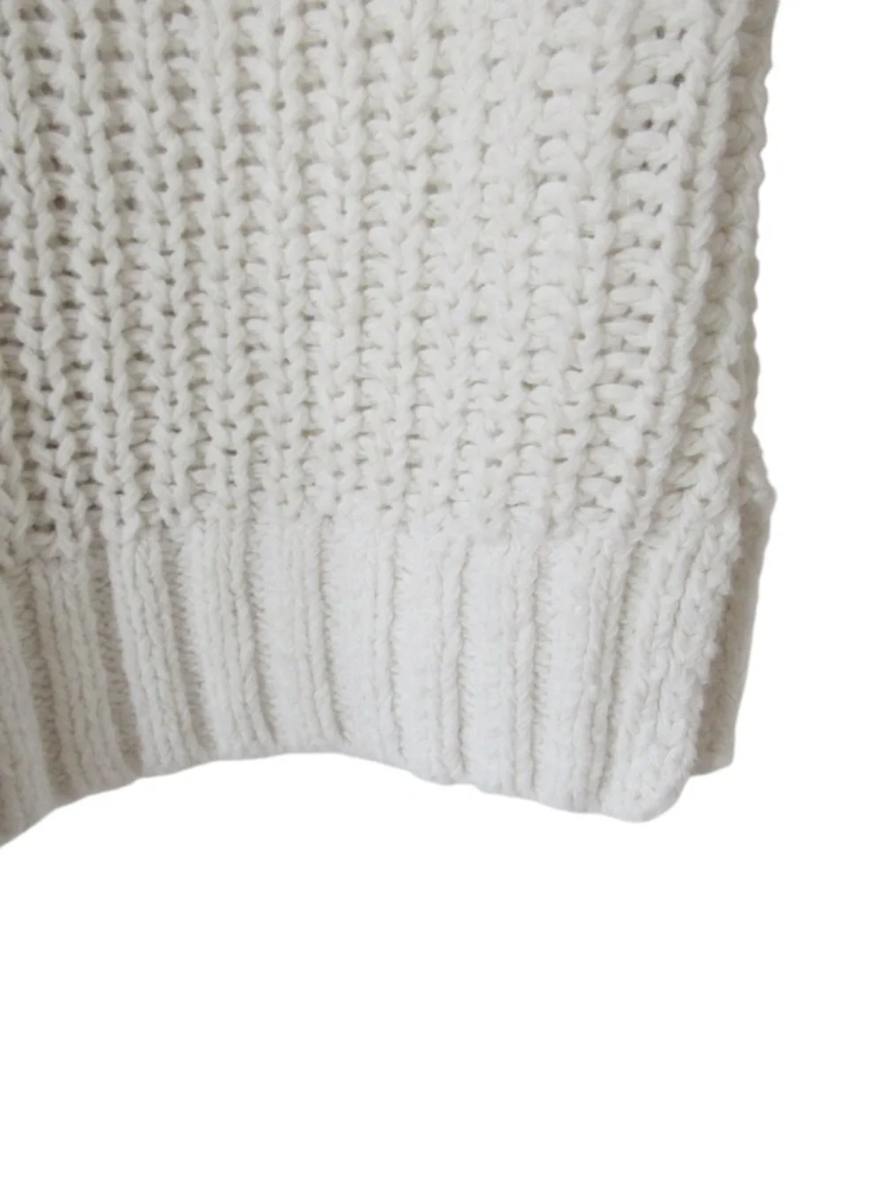Abercrombie Fitch Easy Shaker Sweater Tank Large White Chunky Knit Ribbed Trim - Picture 5 of 9